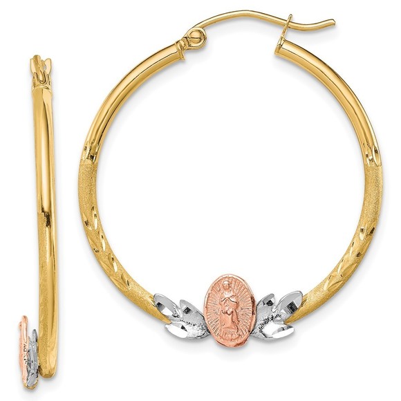 10k Tri-color Guadalupe Hoop Earrings,All Products : American Fashion Style Bags On Sale 10k Tri-color Guadalupe Hoop Earrings,All Products : American Fashion Style Bags On Sale